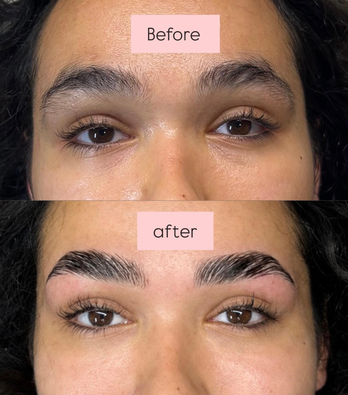 before and after photos Brow lamination, lash lift and tint in norwich city centre